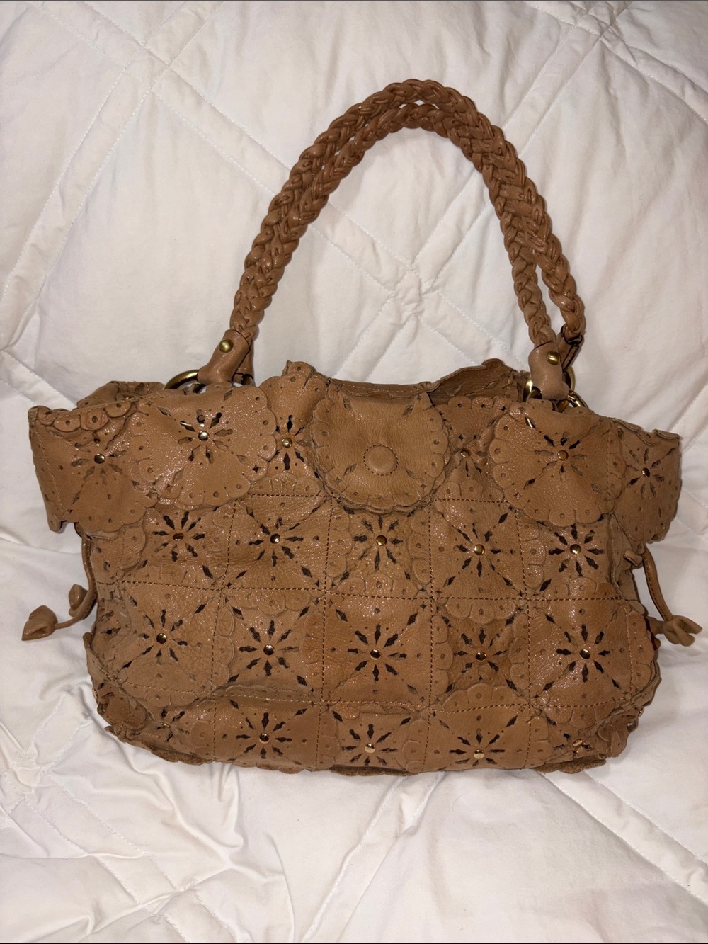 RARE HTF Vintage Jamin Puech Paris France floral studded shoulder  Bag